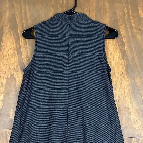 Artisan NY Womens Dress Gray White Striped High Neck Sleeveless Stretch Small - Picture 11 of 12